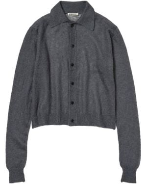 AURALEE Sheer Knit Shirt Cardigan - Grey