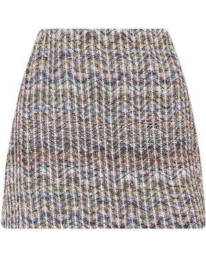 Missoni Striped Metallic Crochet-Knit Mini Skirt - Grey