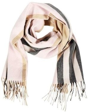 Burberry Striped Fringed Scarf - White