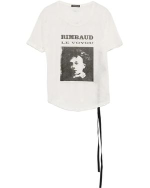 Ann Demeulemeester Graphic-Print Tie-Detail T-Shirt - White