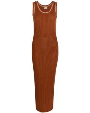 Tod's Scoop-Neck Cotton-Knit Midi Dress - Brown