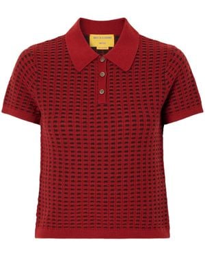 Guest In Residence Cropped Cashmere Polo Shirt - Red