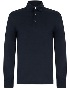 ZEGNA Long-Sleeve Polo Shirt - Blue