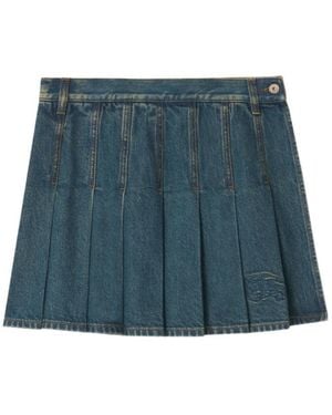 Burberry Pleated Denim Mini Skirt - Blue