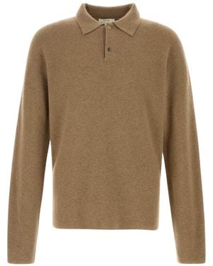 The Row Long-Sleeved Knit Polo Shirt - Natural