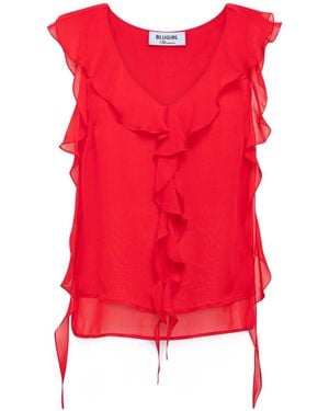 Blugirl Blumarine Ruffled Georgette Top - Red