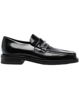 Martine Rose Chain-Lined Square Toe Loafers - Black