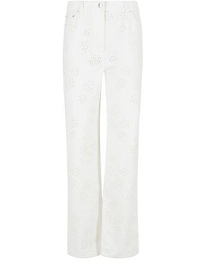 Semicouture Belt-Loop Broderie Pants - White
