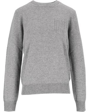 Peserico Crew-Neck Long-Sleeve Knit Top - Gray