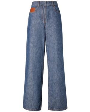 Fendi Wide-Leg Long Jeans - Blue