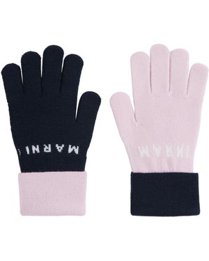 Marni Intarsia-Knit Logo Gloves - Blue
