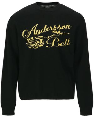 ANDERSSON BELL Rose-Shaped Crew Neck Sweater - Black