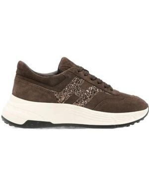 Hogan Glitter Logo Sneakers - Brown