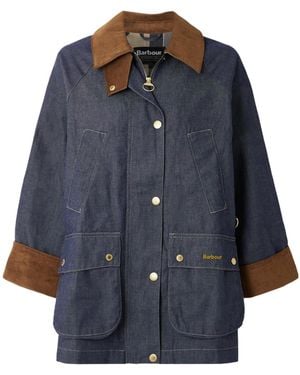 Barbour Cotton Corduroy-Trimmed Denim Jacket - Blue