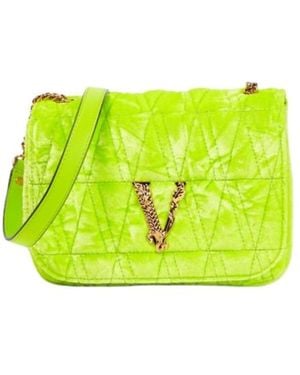 Versace Virtus Small Velvet Shoulder Bag - Yellow