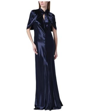 Alberta Ferretti Cape Detail Maxi Dress - Blue