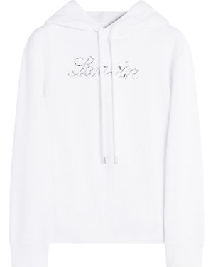 Lanvin Sequinned-Logo Hoodie - White
