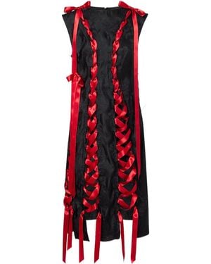 Simone Rocha Satin-Trimmed Brocade Midi Dress - Red