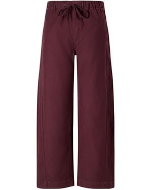 Mother Cotton-Twill Wide-Leg Trousers - Purple