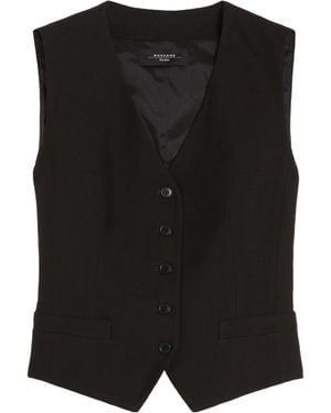 Weekend by Maxmara Viscose And Linen Canvas Waistcoat - Black
