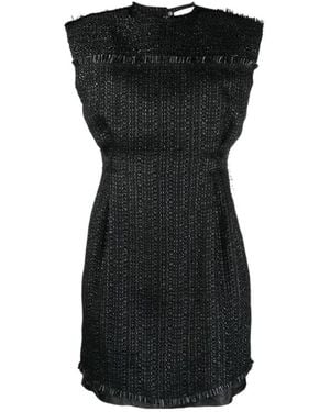 Lanvin Frayed Raffia-Tweed Minidress - Black