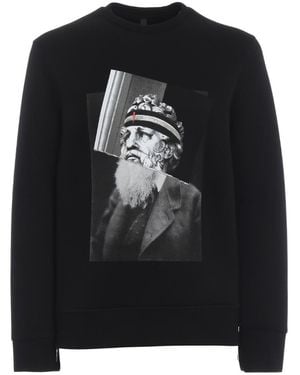 Neil Barrett Front Print Detail Pullover Sweatshirt - Black