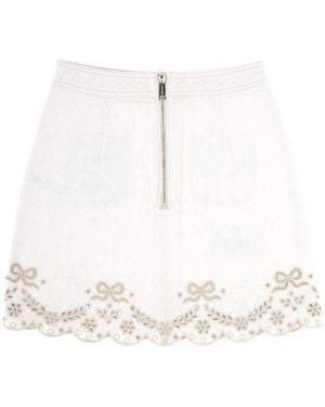 Self-Portrait Zippered Skirt - White
