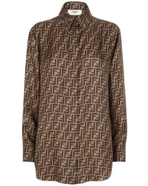 Fendi Ff Silk Shirt - Brown