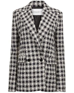 Nina Ricci Tweed Check Double-Breasted Jacket - Multicolor
