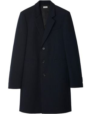 Burberry Wool Single-Breasted Tailored Coat - Blue