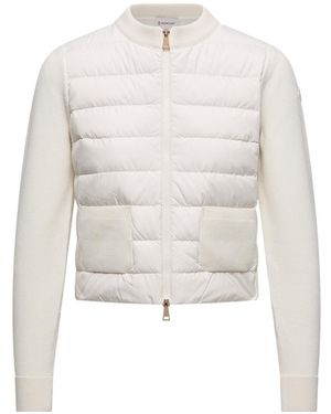 Moncler Wool Padded Zip-Up Cardigan - White