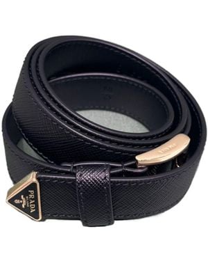 Prada Saffiano Logo-Engraved Belt - Blue