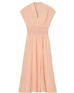 Tory Burch V-Neck Linen Dress - Pink