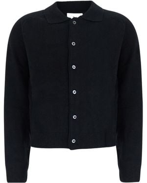 DUNST Ollared Button-Up Knit Cardigan - Blue