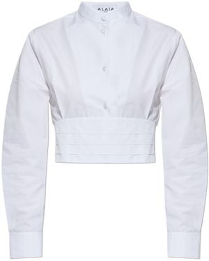 Alaïa Alaïa Cropped Poplin Shirt - Blue