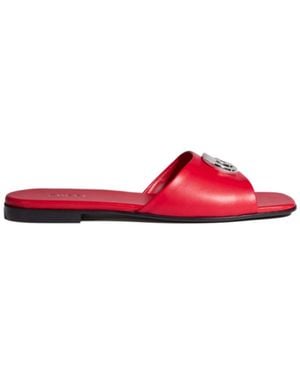 Gucci Square-Toe Flat Slides - Red