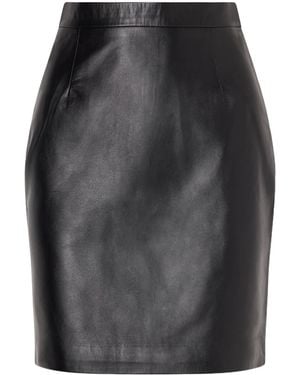 Altuzarra Solid Color Leather Mini Skirt - Gray