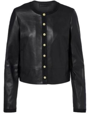 Vince Suede-Trimmed Leather Jacket - Black