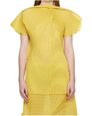 Issey Miyake Pleated Semi-Transparent Plain Weave Cover-Up - Yellow