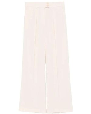 Patrizia Pepe Button Pleated Trousers - White