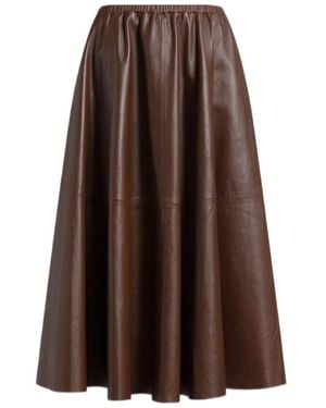 Alberta Ferretti Wide Soft Leather Skirt - Brown
