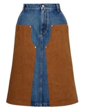 Stella McCartney Faux Suede-Trimmed Denim Midi Skirt - Blue