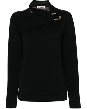 Jil Sander Scarf-Detailed Knit Top - Black
