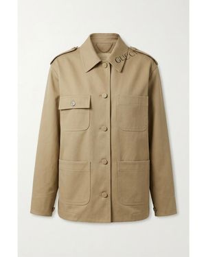 Gucci Logo Patch-Pocket Jacket - Natural
