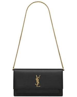 Saint Laurent Sunset Foldover Top Clutch Bag - White