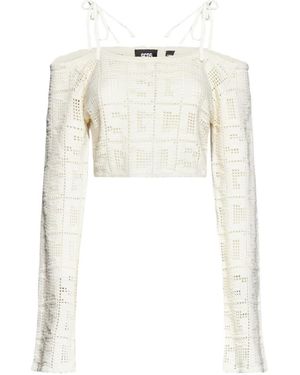 Gcds Logo Monogram Cropped Knitted Top - White