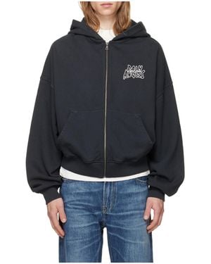 Palm Angels Graphic Zipped Hoody - Blue