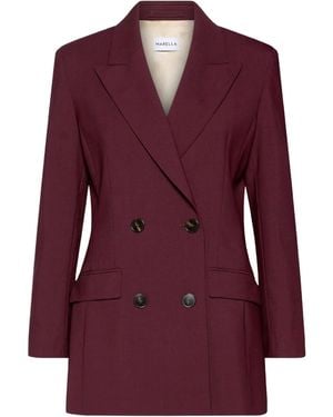 Marella Double-Breasted Blazer - Purple