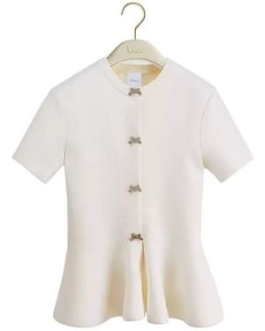 Dior Short-Sleeved Peplum Jacket - White