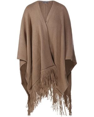 Max Mara Fringed-Edge Cape - Brown